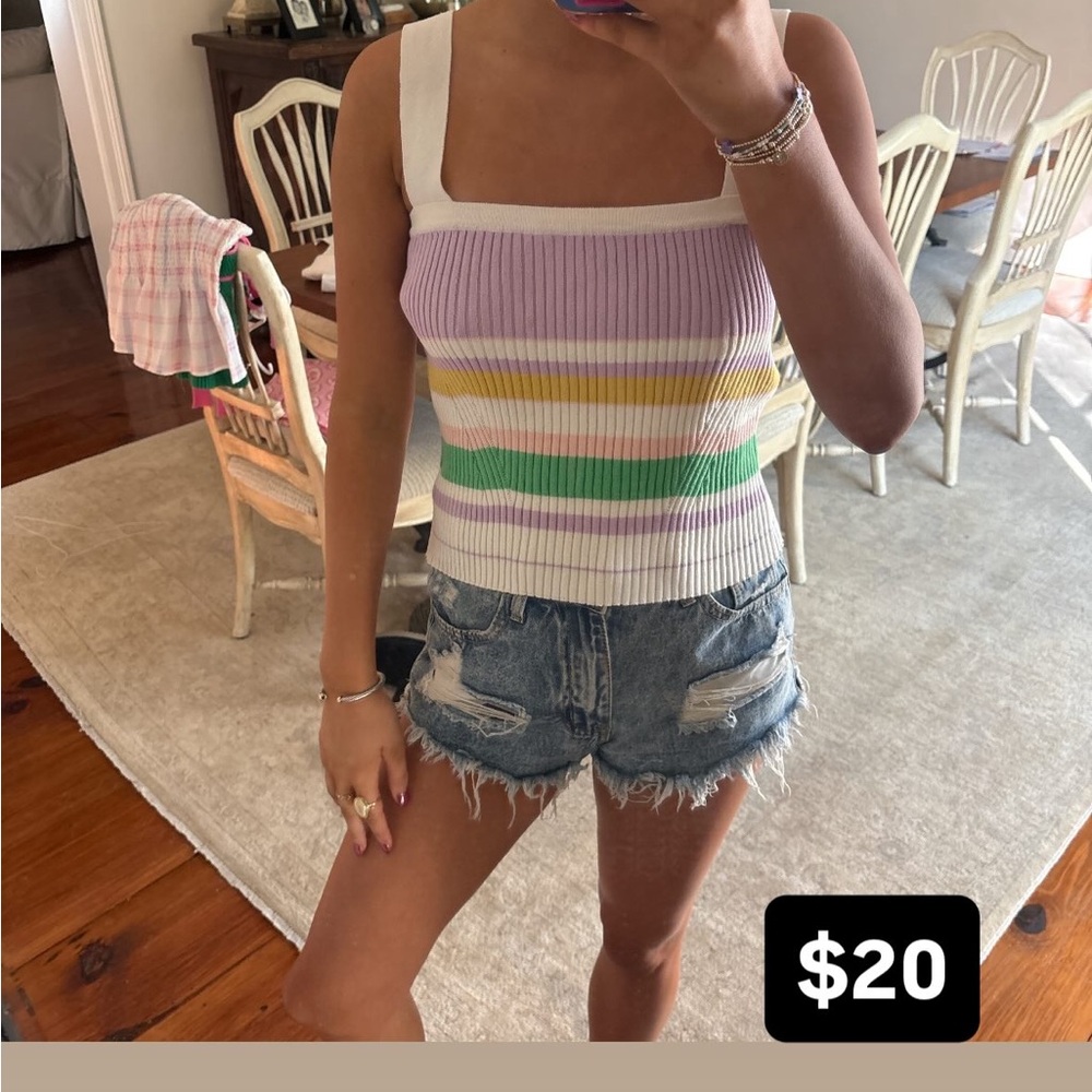 Striped Multicolor Ribbed Tank Top